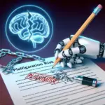 "Yapay zekâ tabanlı içerik üretimi sürecini gösteren bir grafik; plagiarizm riskini azaltmaya yönelik stratejileri ve önlemleri vurguluyor."